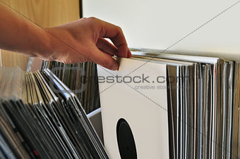 browsing vinyl records
