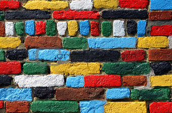 multicolored brick wall