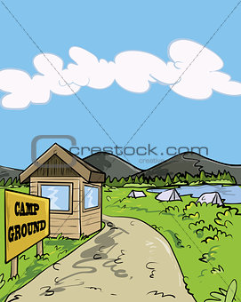 Camp ground cartoon illustration