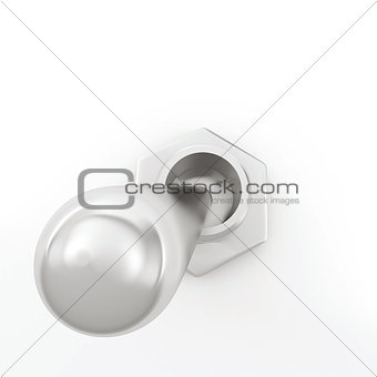 silver metallic electric switch on a white background