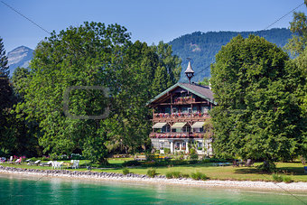 Typical Guests House on Wolfgang See lake shore