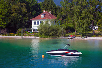 Typical Guests House on Wolfgang See lake shore