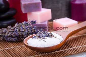 handmade lavender soap and bath salt wellness spa 