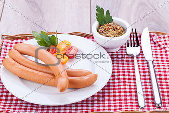 tasty traditional pork sausages frankfurter snack food