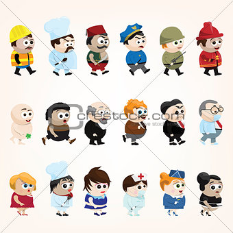 cartoon characters of different professions