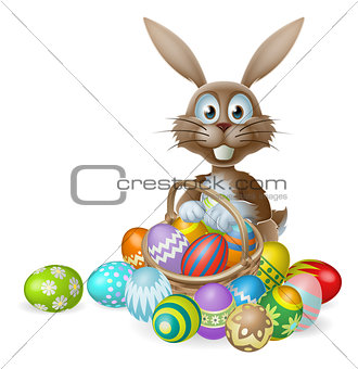 Easter bunny with eggs basket