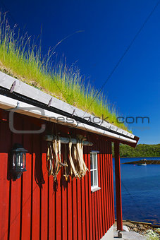 Fishing hut by fjord