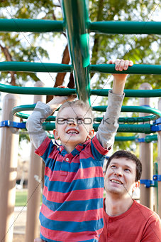 family at kids playground
