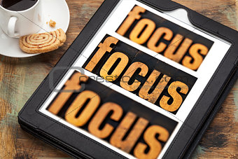 focus concept on digital tablet