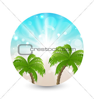 Summer holiday picture with sunlight and palm leaves