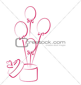 Open gift box with balloons for your holiday