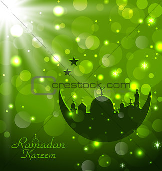 Islamic glow card for Ramadan Kareem