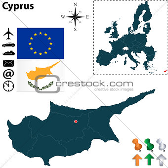 Map of Cyprus with European Union