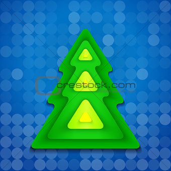 abstract rounded green christmas tree on blue