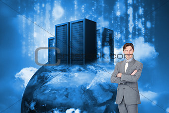 Composite image of assertive businessman standing