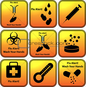 Set of vector flu alert icons