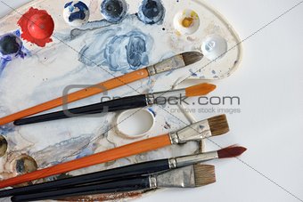 Artistic brushes and colors
