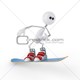 The 3D person on a snowboard.