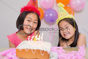 Cute little girls at birthday party