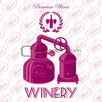 vector background with wreath winery for wine