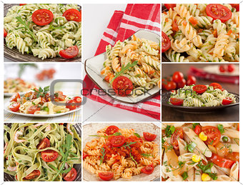 collage with different pasta
