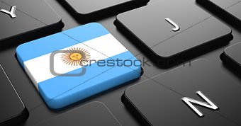 Argentina - Flag on Button of Black Keyboard.