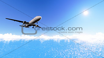 Airplane over the sea