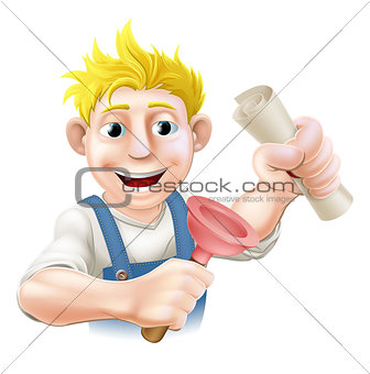 Plumber or janitor with certificate