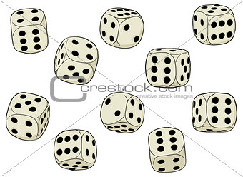 Set of vector dices on a white background