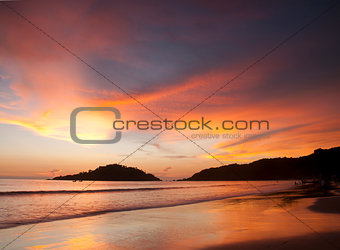 Beautiful sunset on Palolem beach, Goa, India