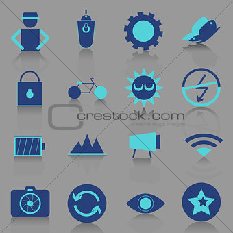 Photography icons with reflect shadow