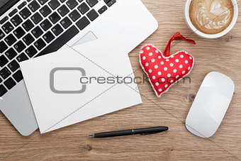 Valentine's day blank greeting card and toy heart