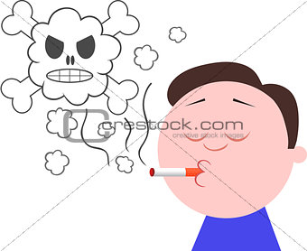 Smoking Cigarette With Skull Smoke