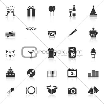 New Year icons with reflect on white background
