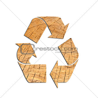 Recycle Logo From wood with Clipping Path