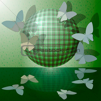 set of butterflies or group of insects near the ball