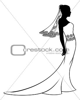 Bride wedding dress silhouette