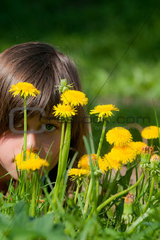 girl with yellow flowers