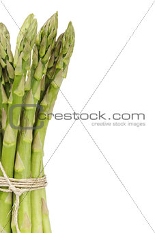 uncooked green asparagus tied with twine