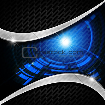Blue and Metal Background with Grid