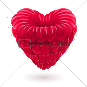 Raspberry in heart shape.
