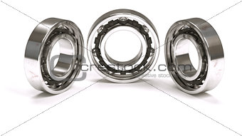 Horizontal arrangement of three ball bearings