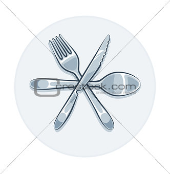 Kitchen utensils fork knife and spoon