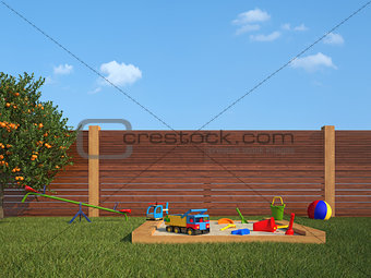 garden with children's playground