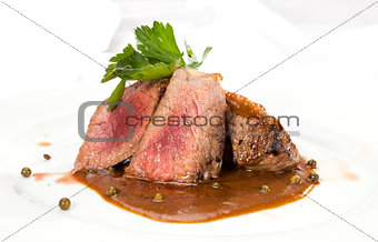 Grilled Sirloin with pepper sauce