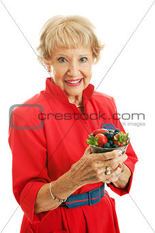 Healthy Senior Woman With Berries