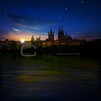 abstract background with silhouette of koln