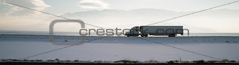 Long Haul Trucker White Light Polution Salt Flats Utah Highway