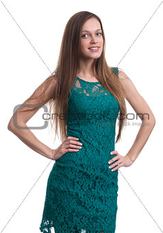 Young beautiful woman isolated over white background
