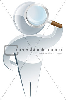 Examining with a magnifying glass